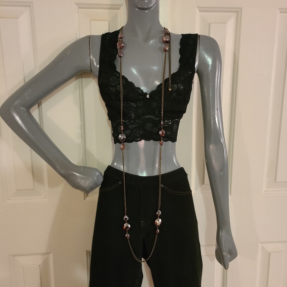 Retro 64" Flapper Necklace Rootbeer Fasceted Glass beads on chain - Picture 9 of 9